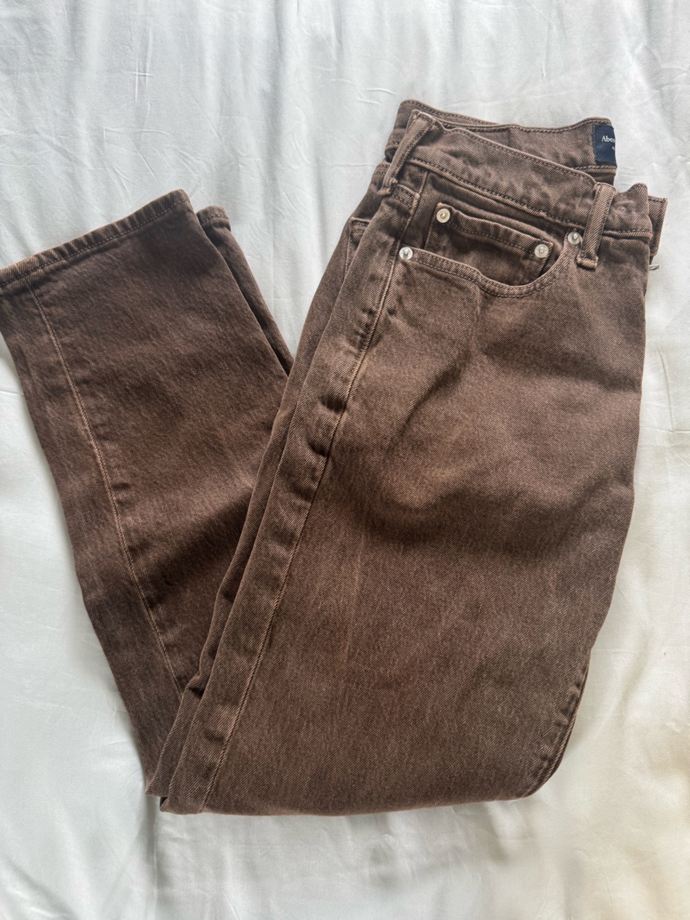 Abercrombie & Fitch Men's Brown Straight Vintage Stretch Denim Jeans
